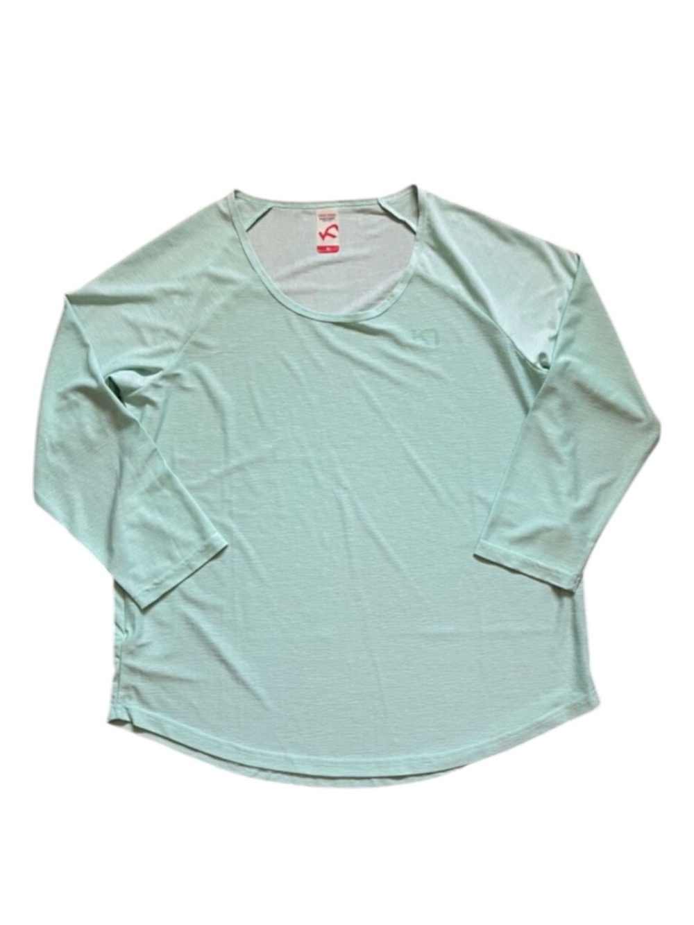 KARI TRAA Mint Green Base Layer Top 3/4 Sleeve Tee Shirt Zip Pocket Women's MED